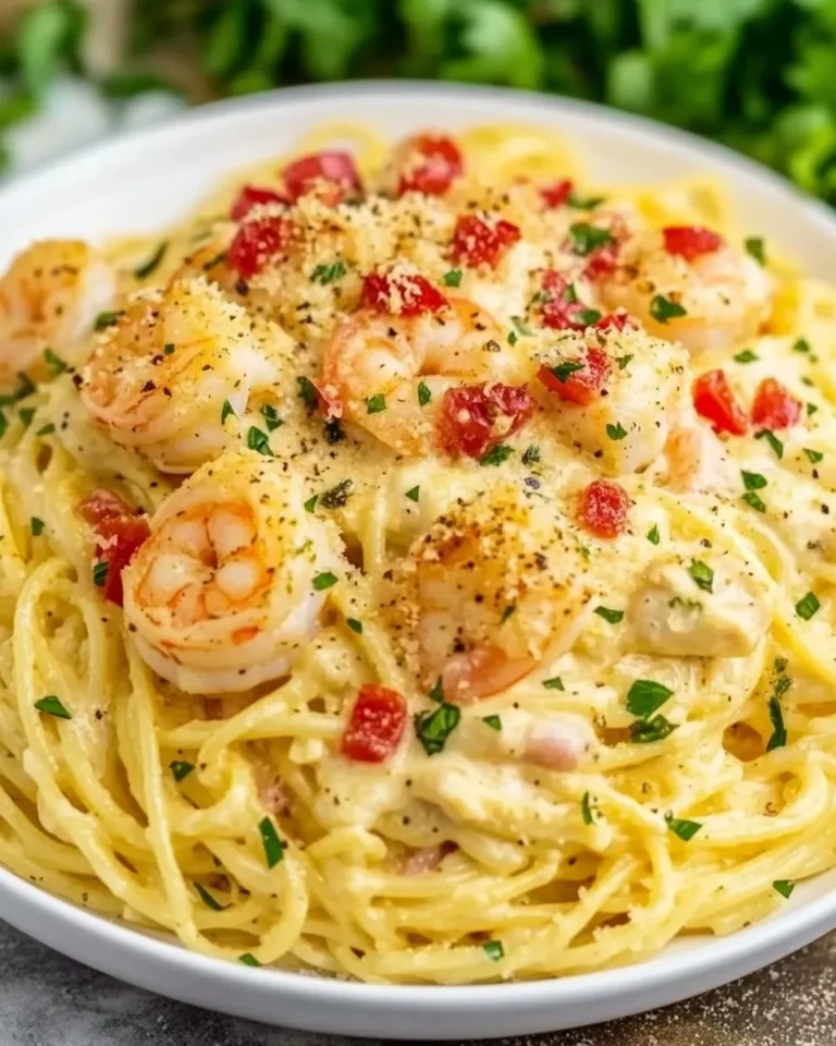 Copycat Olive Garden Chicken and Shrimp Carbonara