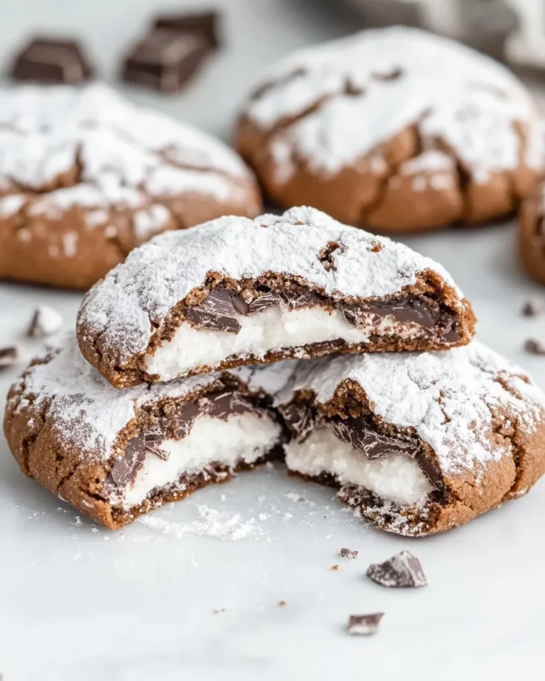 Peppermint Patty Stuffed Chocolate Crinkle Cookies