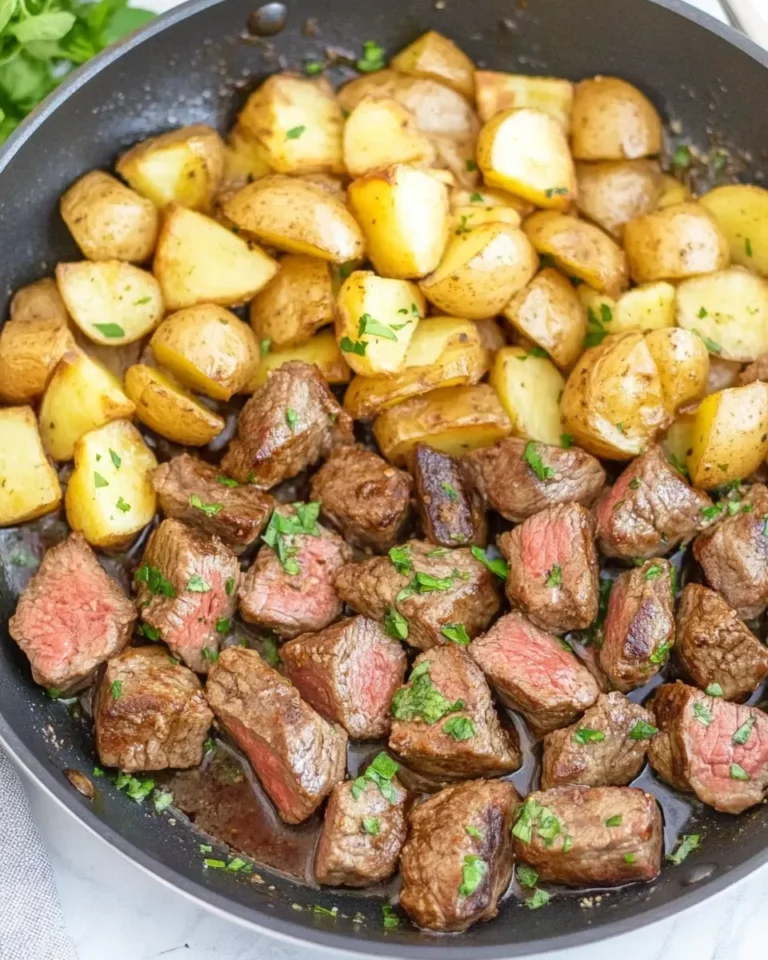 Skillet Steak Bites with Potatoes