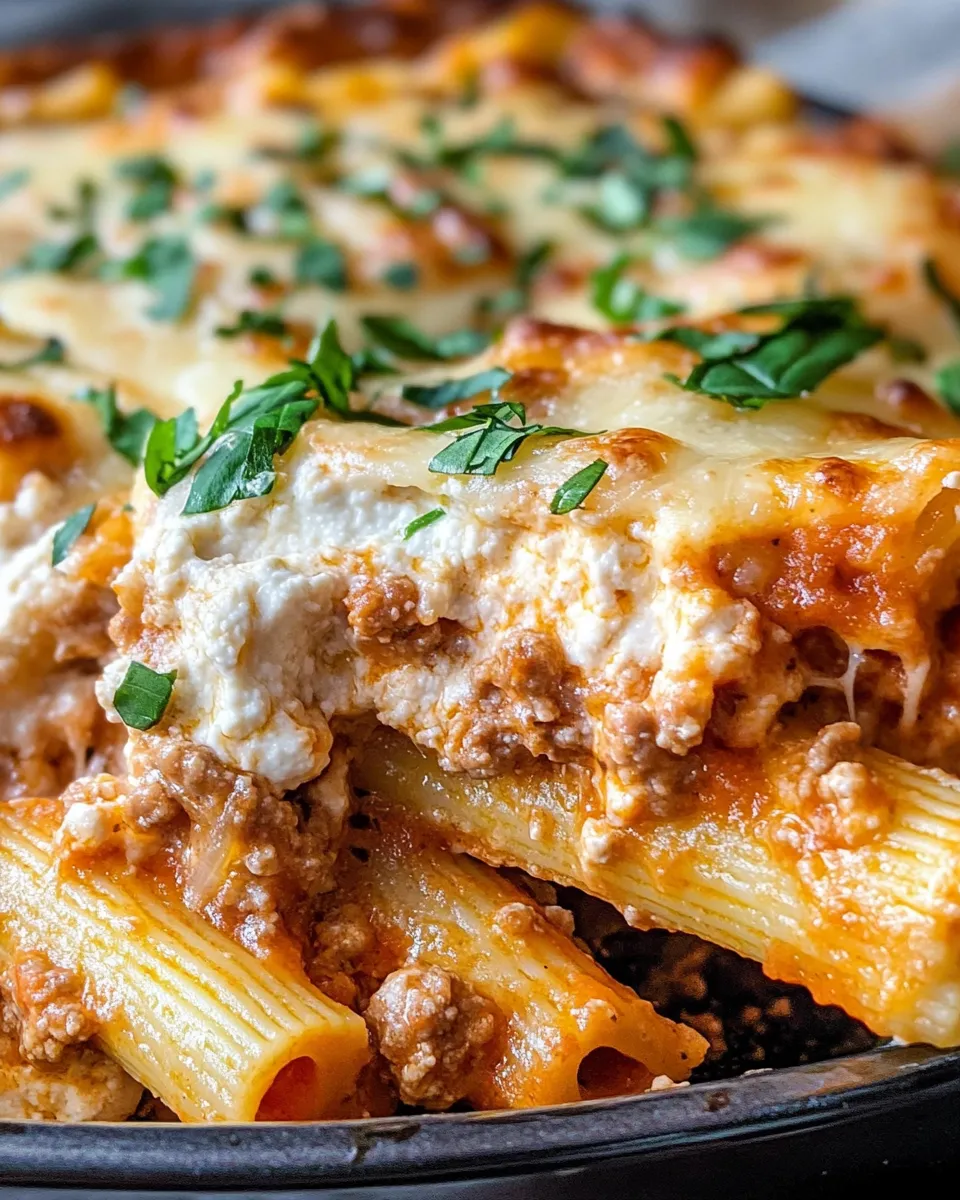Easy Baked Ziti with Ricotta food shot