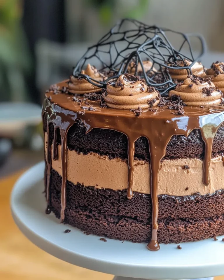 Homemade Cobwebbed Black Cocoa Cake photo