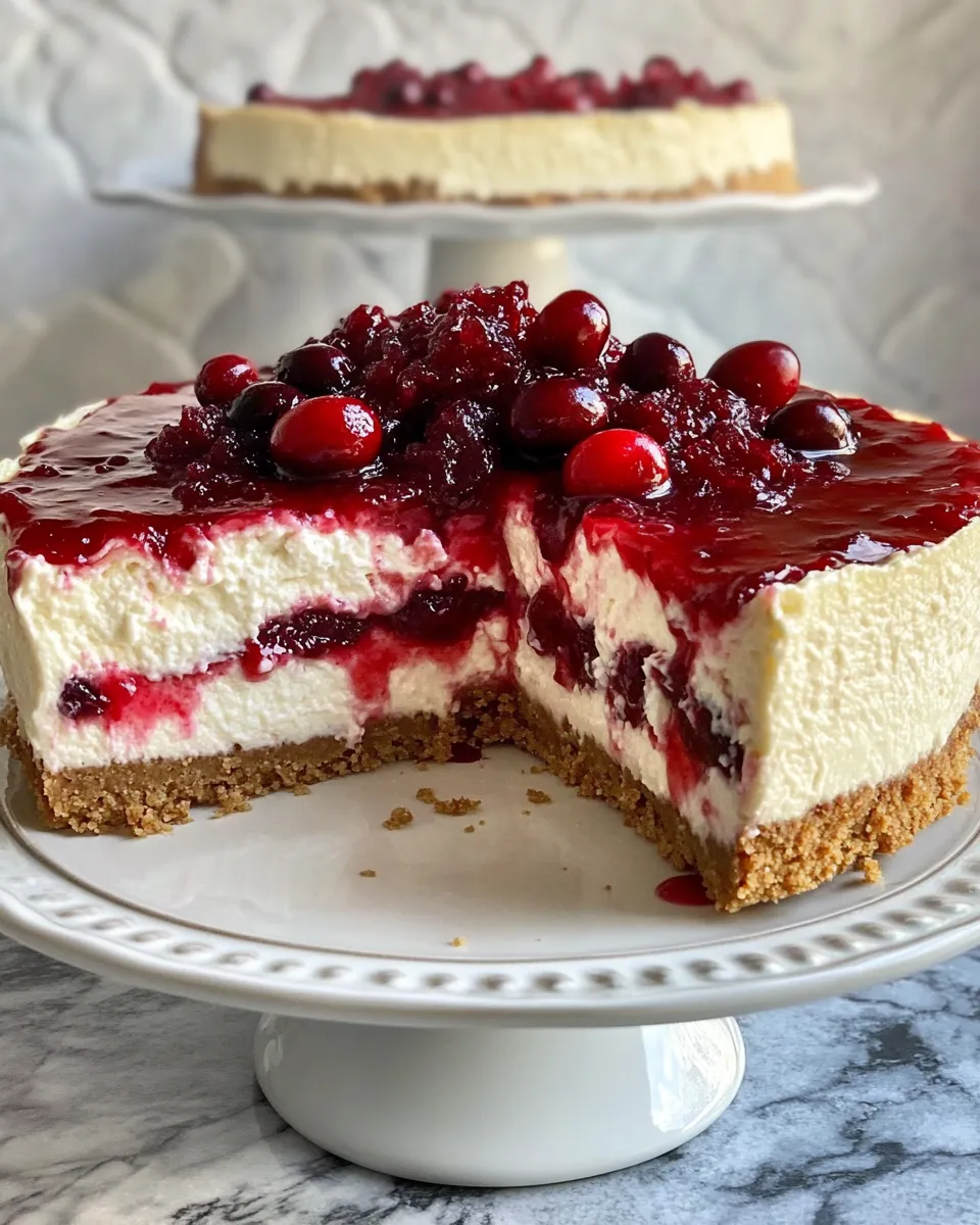 Classic Cranberry Swirl Cheesecake image