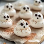 Homemade Ghost Meringues with Chocolate Eyes photo