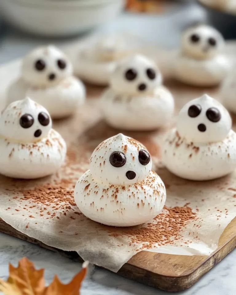 Homemade Ghost Meringues with Chocolate Eyes photo