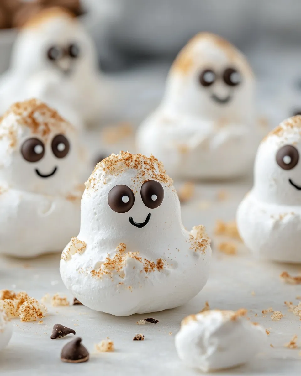 Classic Ghost Meringues with Chocolate Eyes image