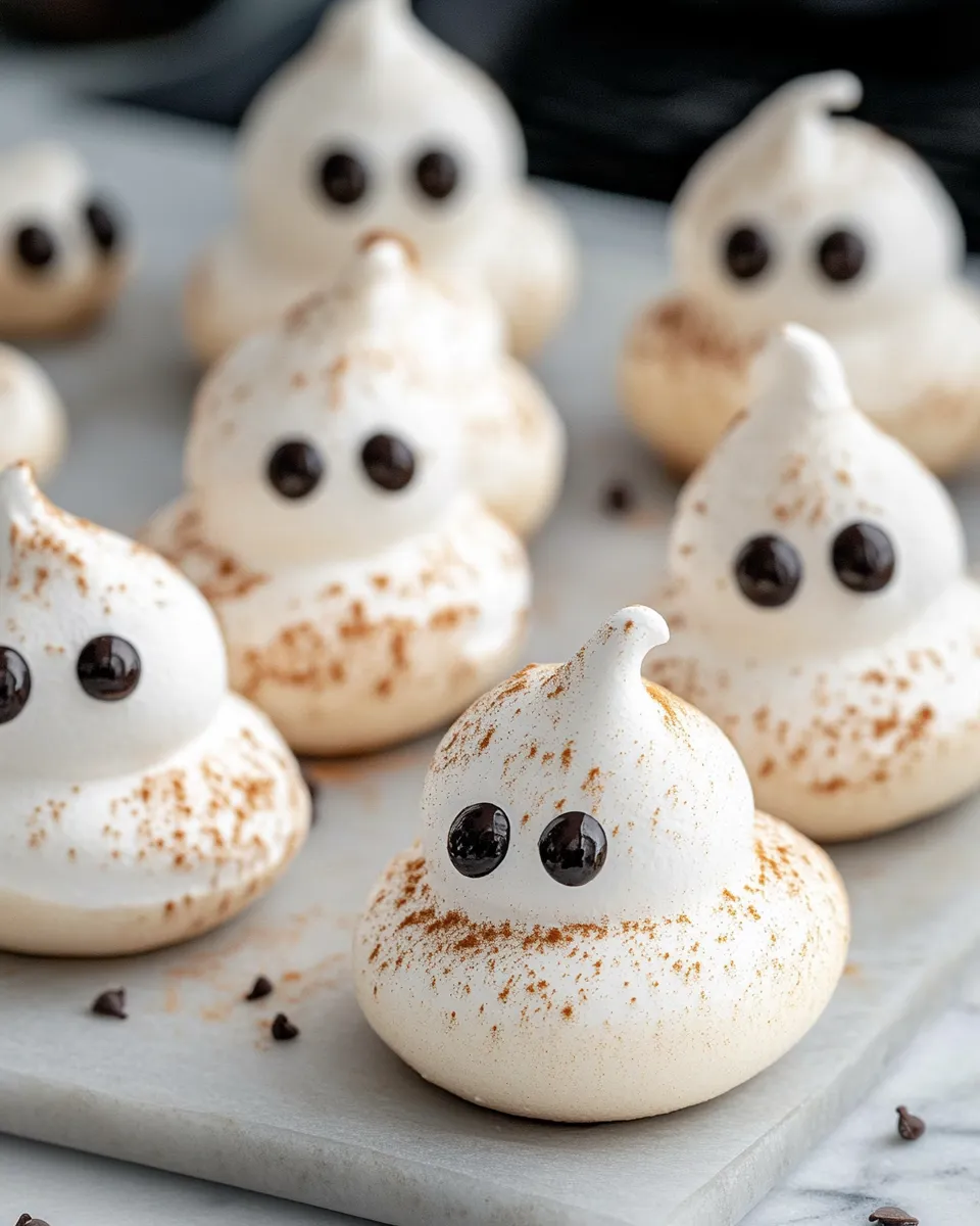 Delicious Ghost Meringues with Chocolate Eyes dish photo