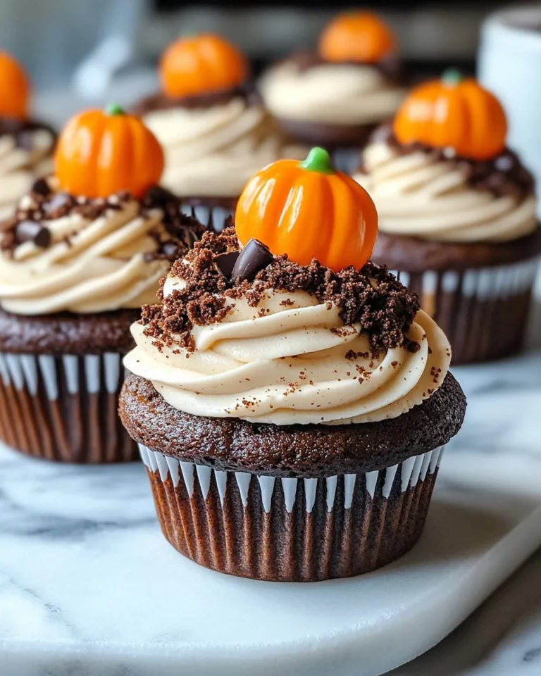 Delicious Gooey Pumpkin Patch Dirt Cupcakes photo