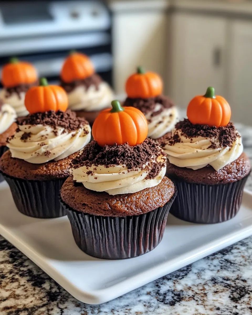 Homemade Gooey Pumpkin Patch Dirt Cupcakes dish photo