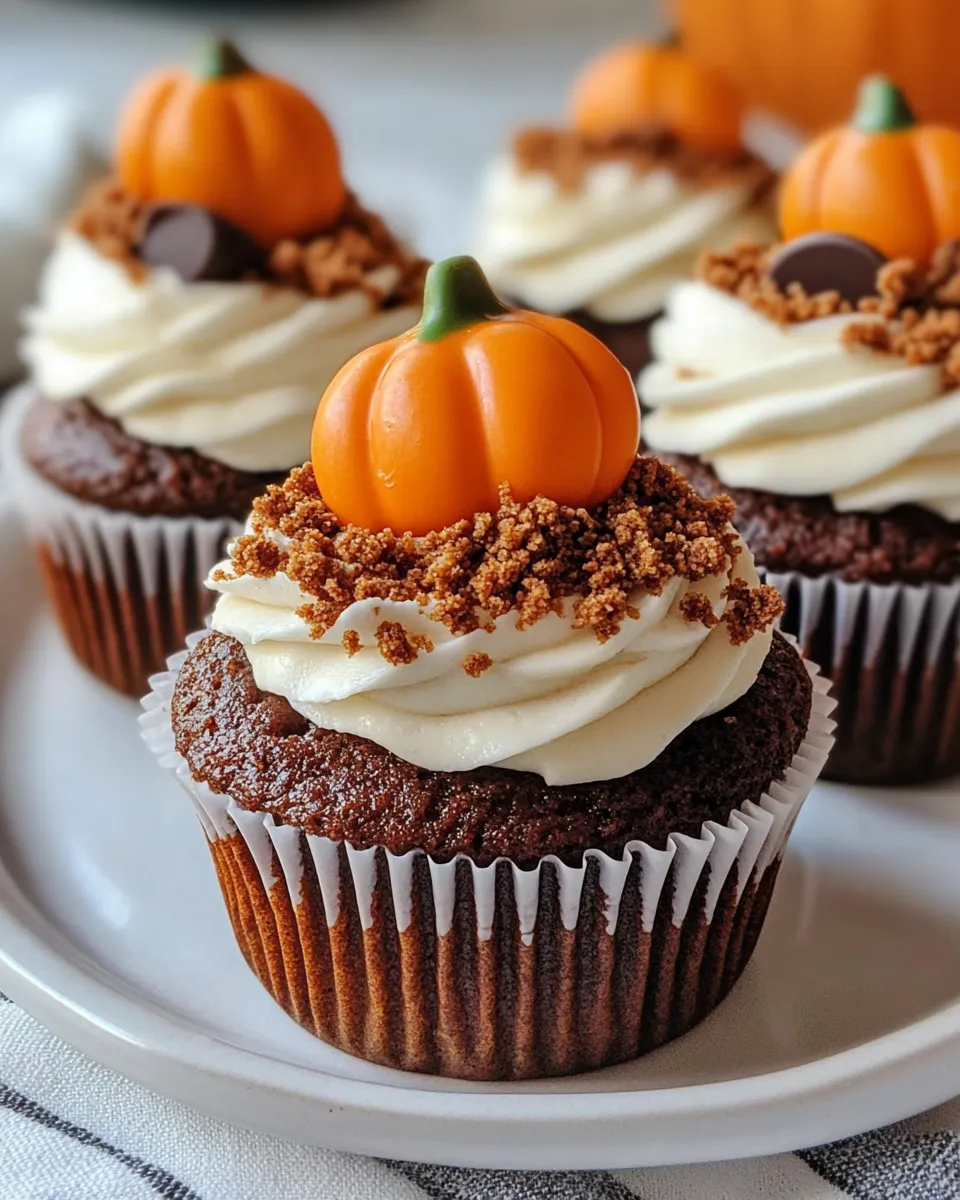 Perfect Gooey Pumpkin Patch Dirt Cupcakes food shot