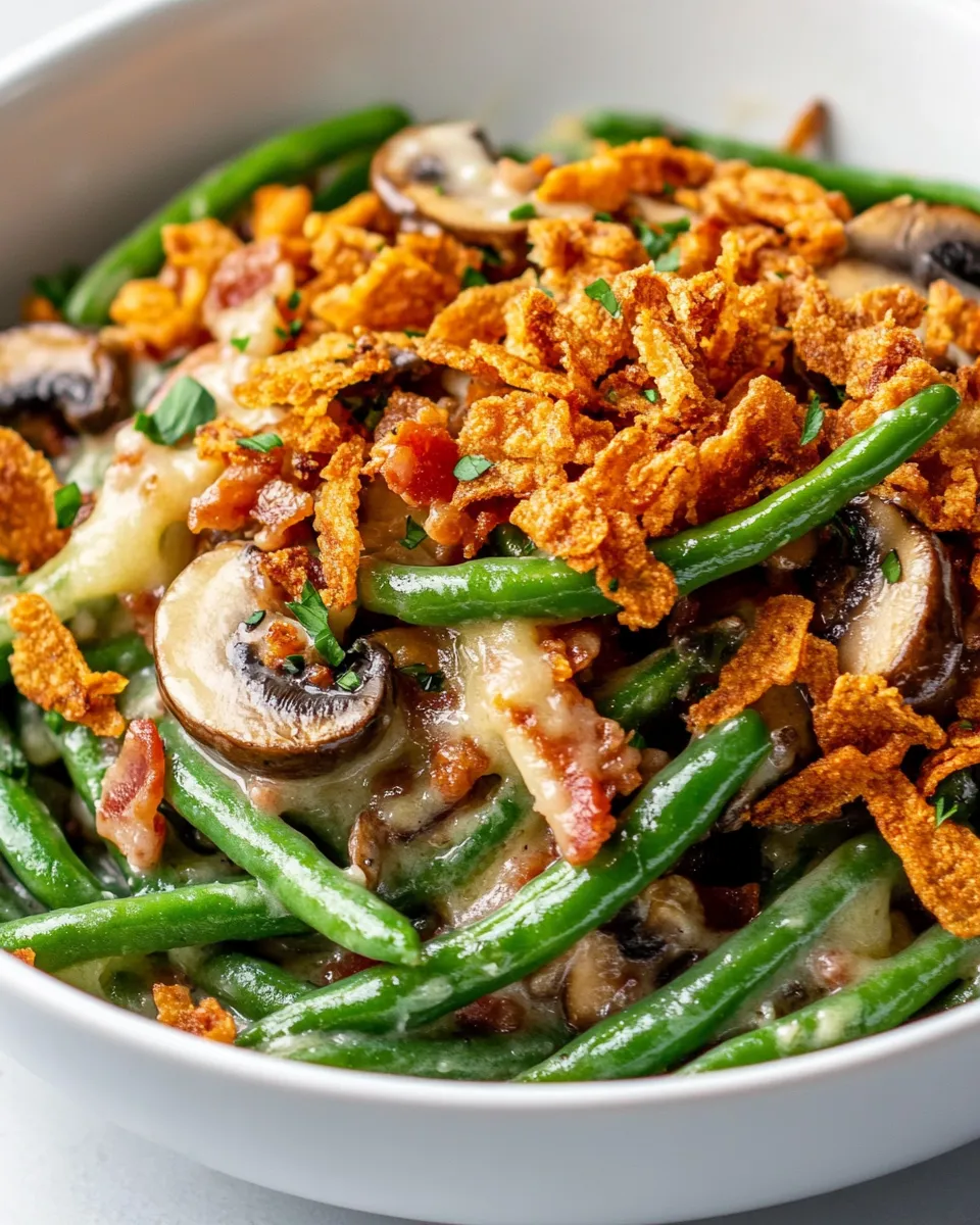 Easy Green Bean Casserole from Scratch food shot