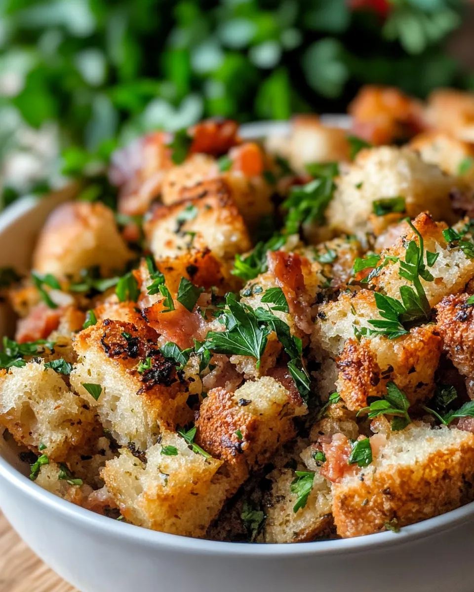 Delicious Herb Sourdough Stuffing food shot