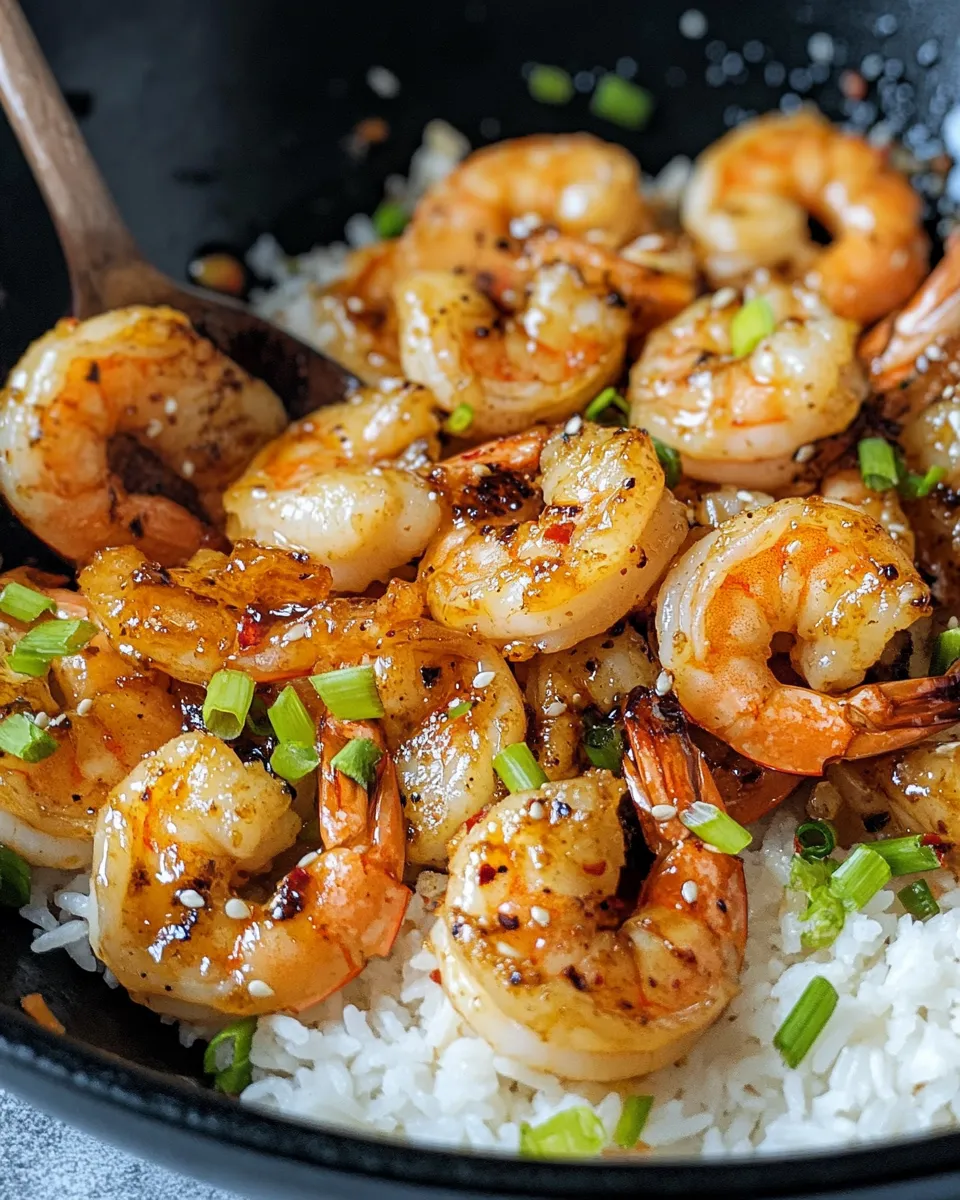 Quick Honey Garlic Shrimp Skillet food shot