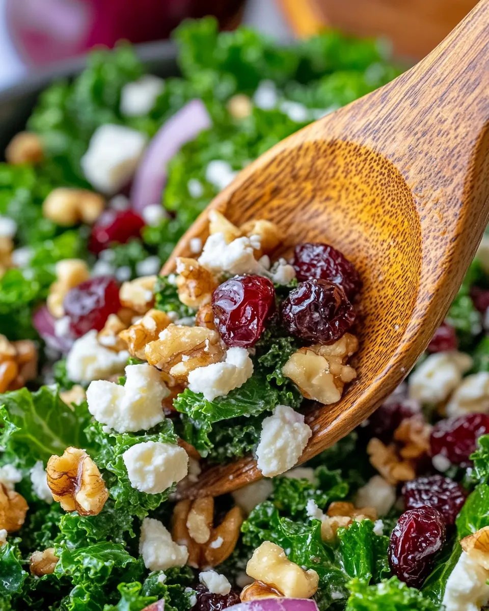 Easy Kale Cranberry Salad food shot
