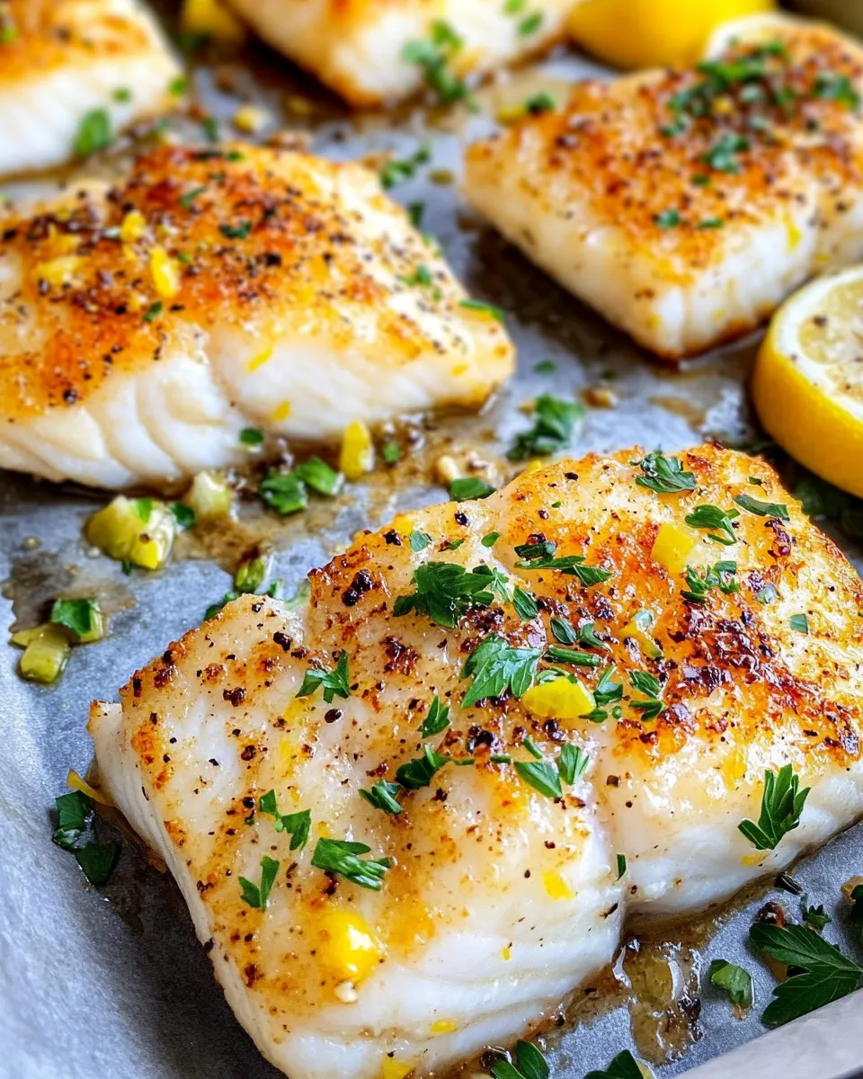Easy Lemon Baked Cod food shot