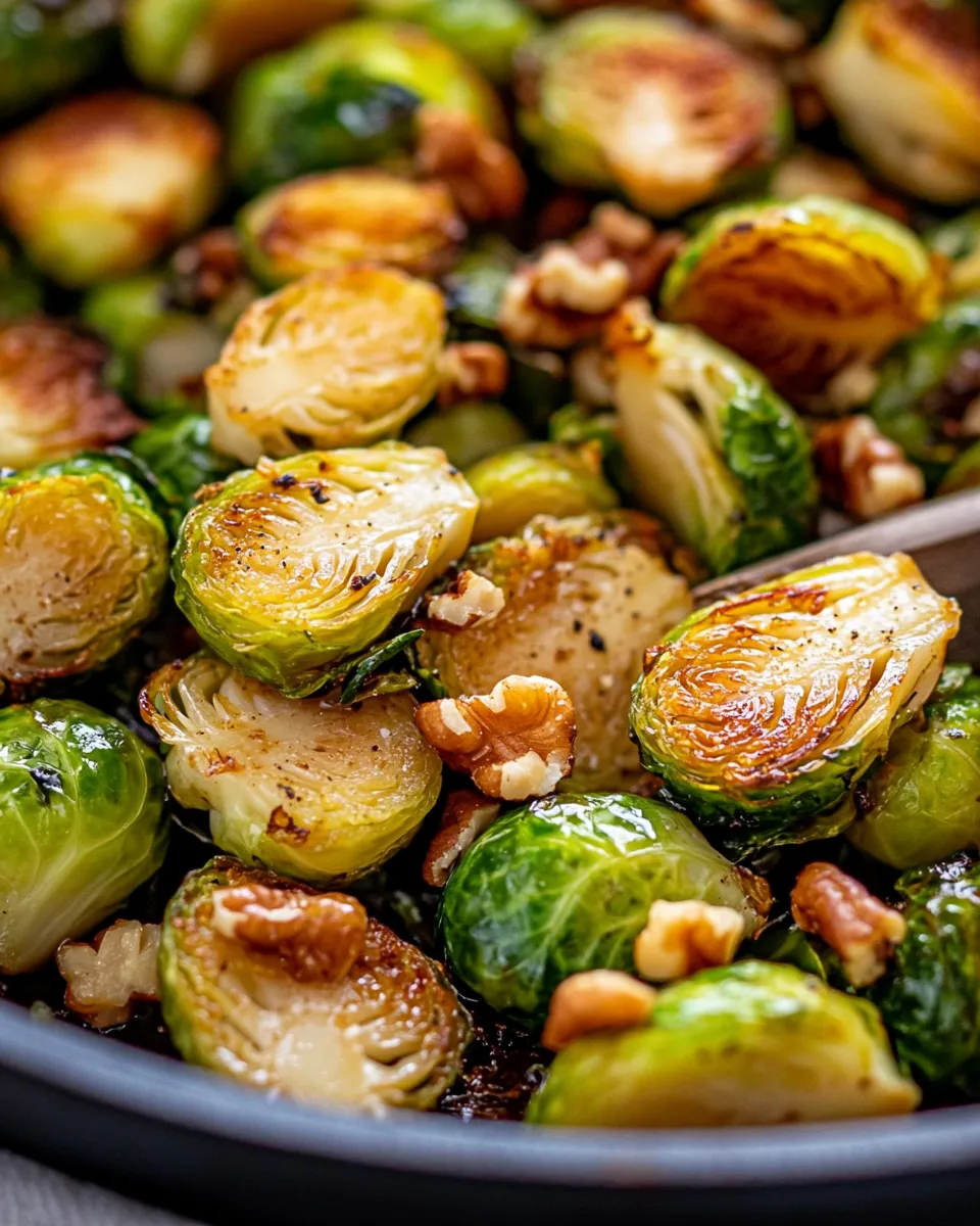 Easy Maple Roasted Brussels Sprouts food shot