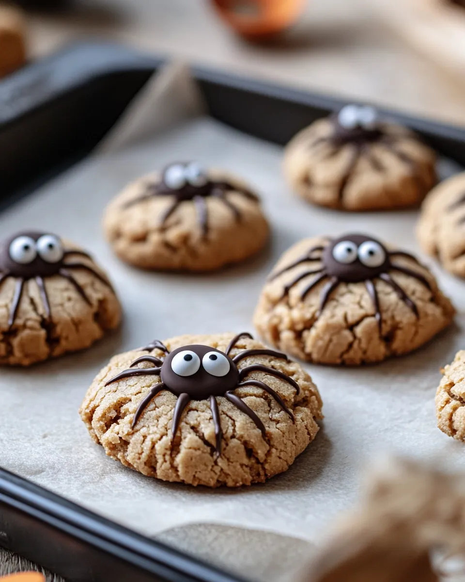Delicious Peanut Butter Spider Thumbprint Cookies food shot