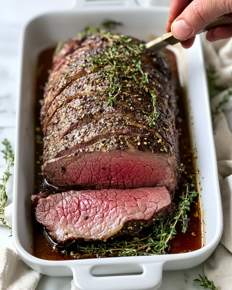 Delicious Roast Beef with Au Jus plate image