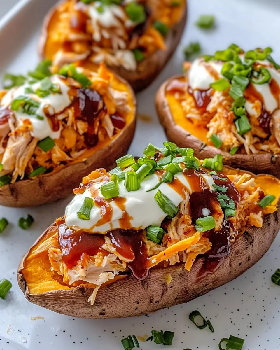 Easy BBQ Chicken Stuffed Sweet Potatoes (Easy) food shot