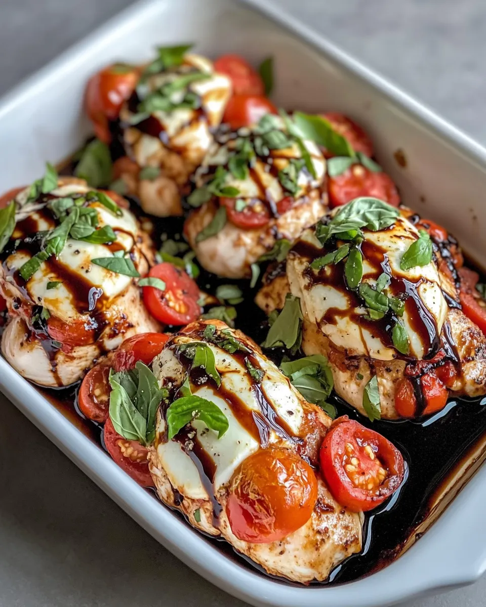 Classic Baked Caprese Chicken with Balsamic Drizzle dish photo