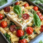 Homemade Baked Feta Pasta with Spinach & Sun-Drieds recipe photo