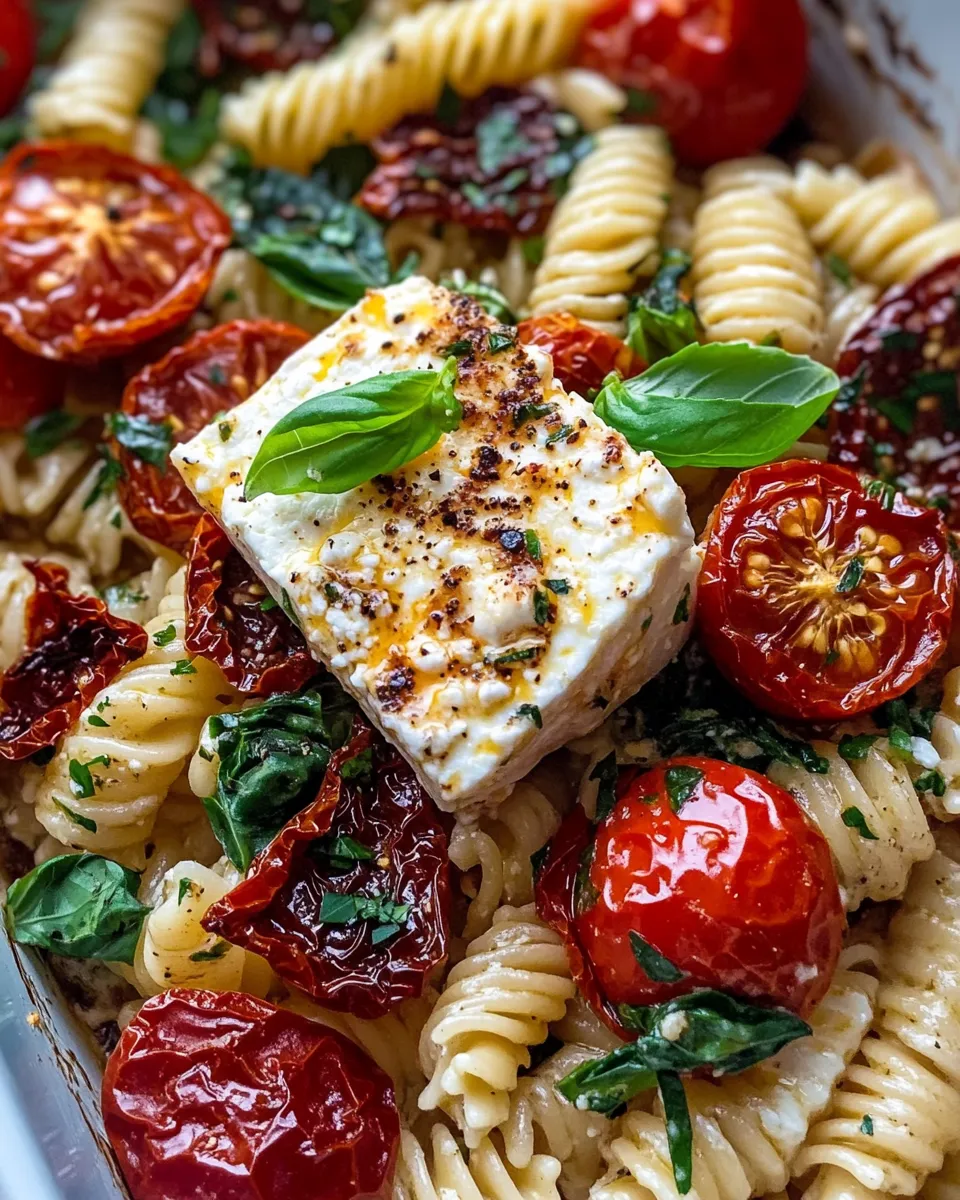 Delicious Baked Feta Pasta with Spinach & Sun-Drieds picture