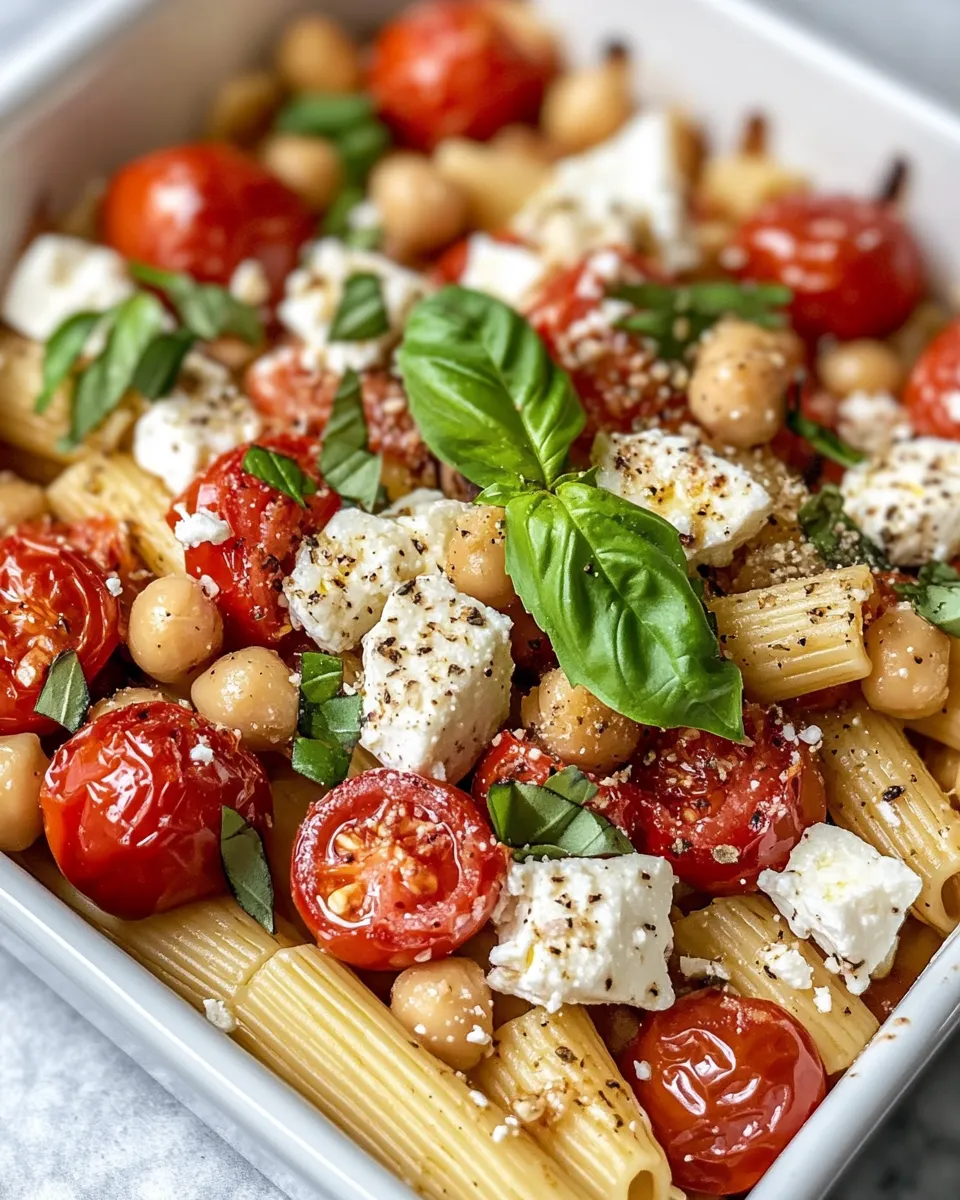 Easy Baked Feta Tomato Chickpea Pasta recipe photo