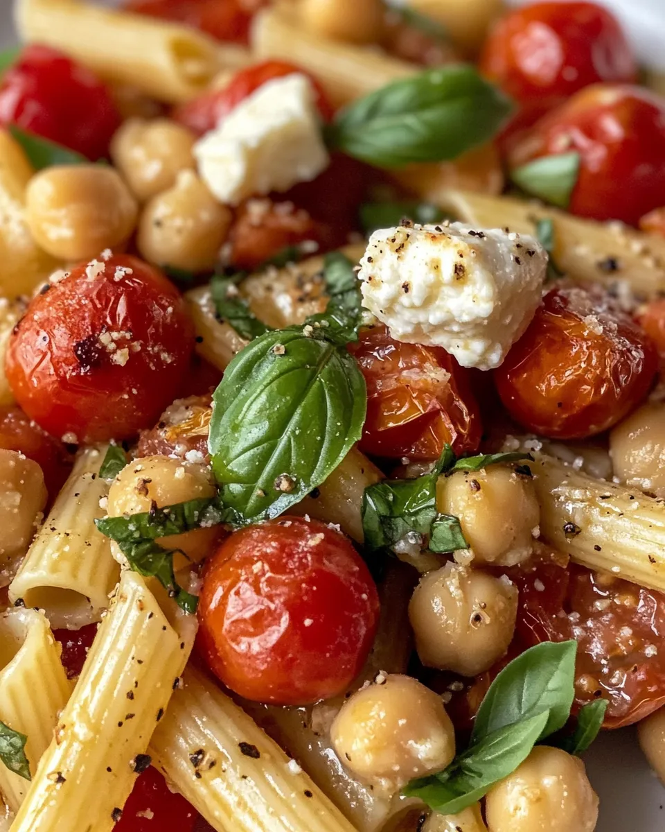 Delicious Baked Feta Tomato Chickpea Pasta dish photo