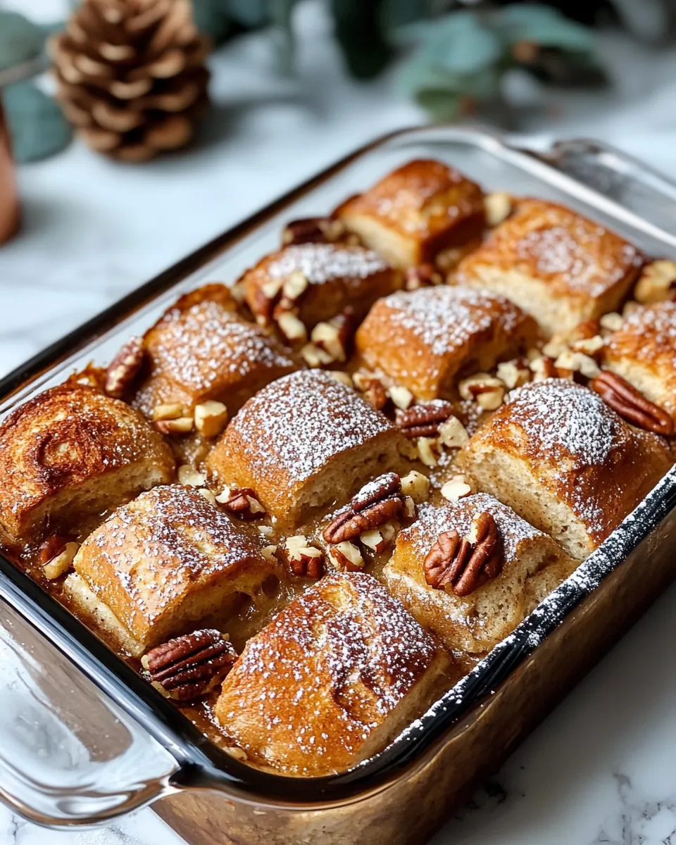 Easy Baked Gingerbread French Toast Casserole food shot