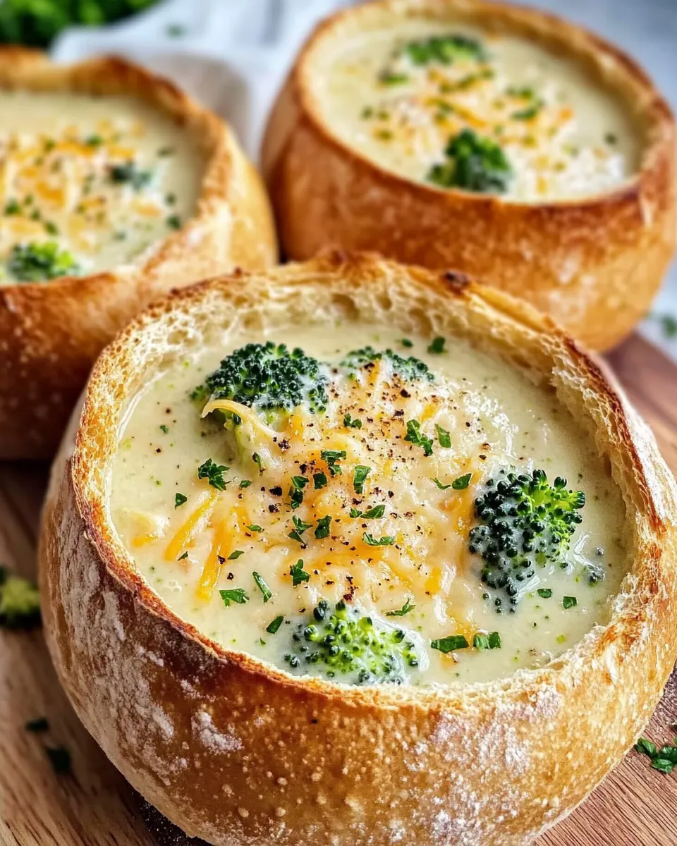 Classic Broccoli Cheddar Soup in Bread Bowls dish photo
