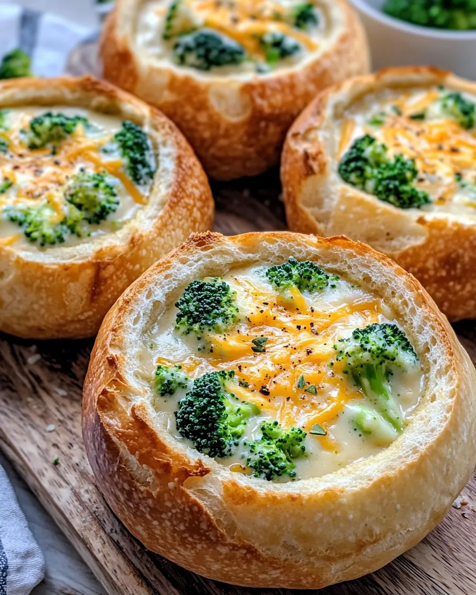 Delicious Broccoli Cheddar Soup in Bread Bowls image