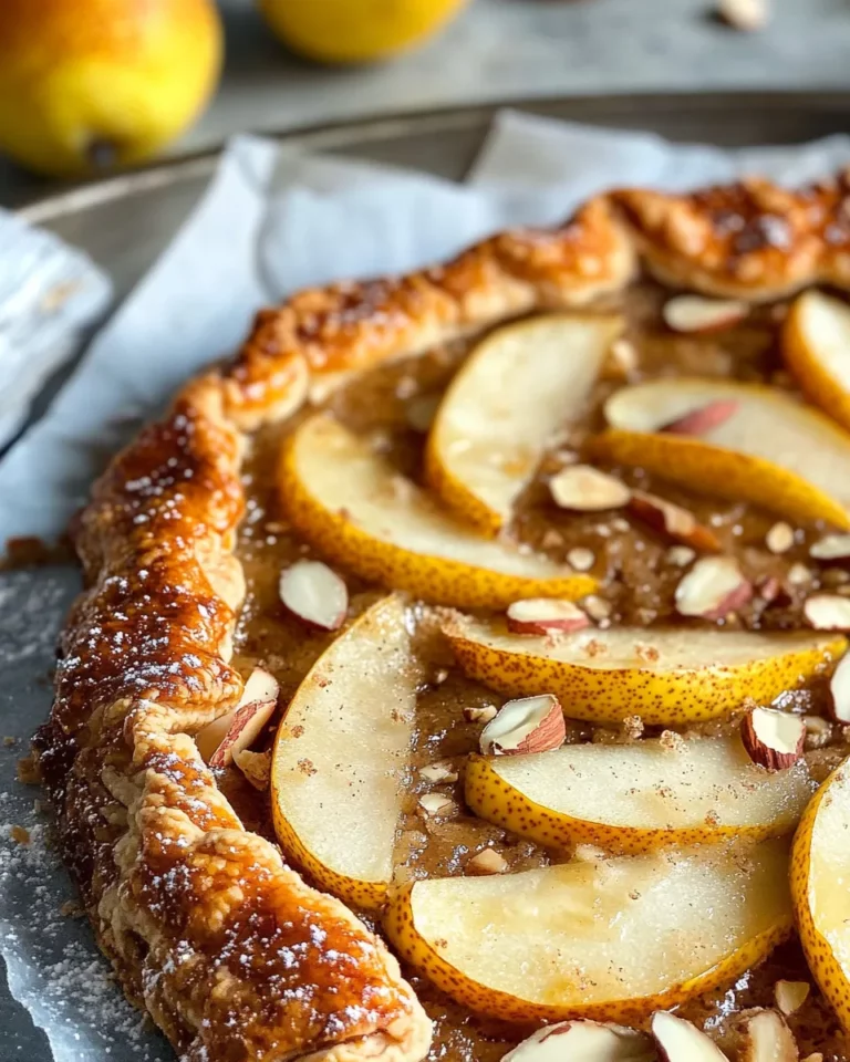 Homemade Brown Sugar Pear Galette with Almonds recipe photo