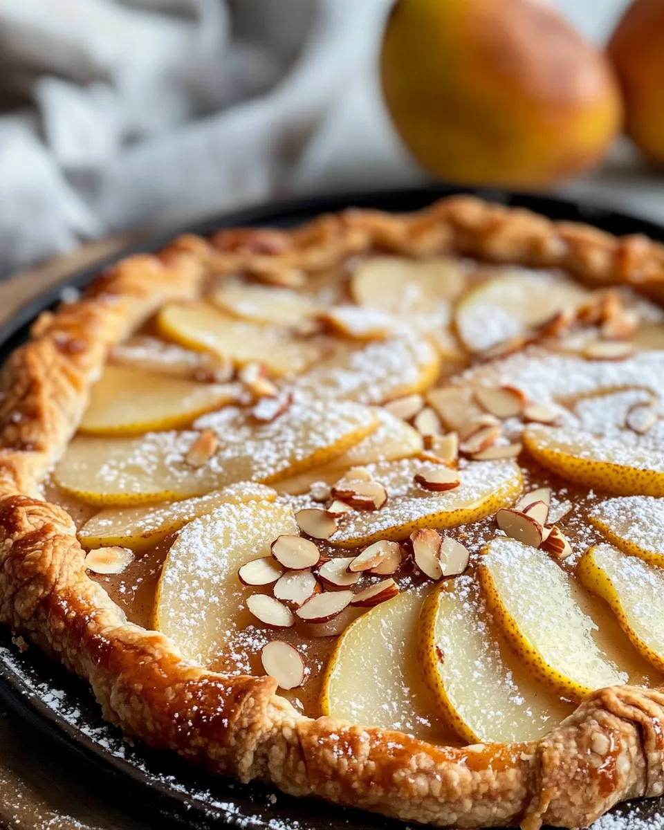 Easy Brown Sugar Pear Galette with Almonds food shot