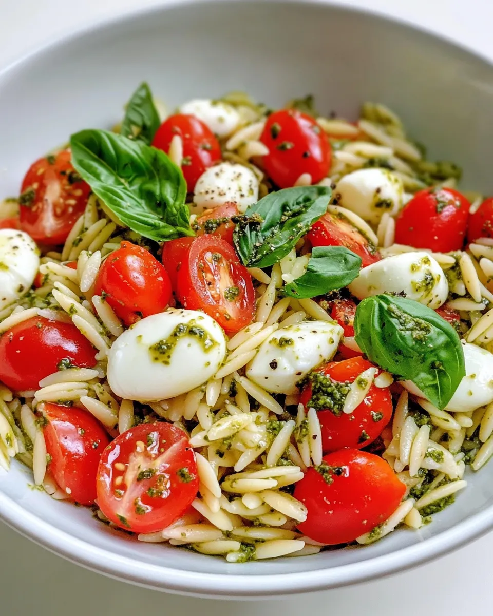 Homemade Caprese Pesto Orzo Salad (Make-Ahead) photo