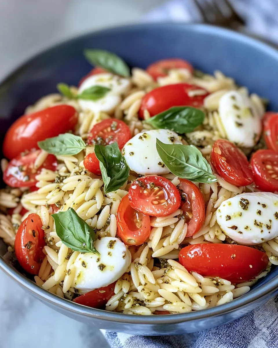 Classic Caprese Pesto Orzo Salad (Make-Ahead) recipe image