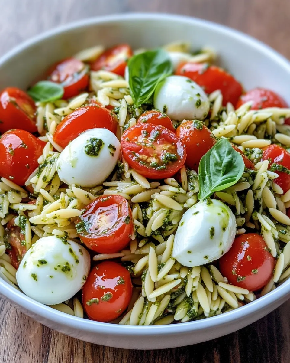 Easy Caprese Pesto Orzo Salad (Make-Ahead) dish photo