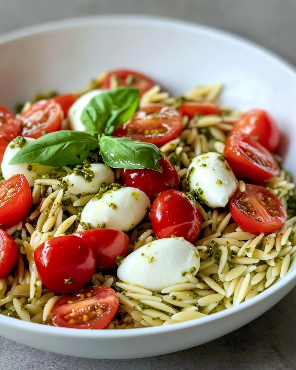 Delicious Caprese Pesto Orzo Salad (Make-Ahead) food shot