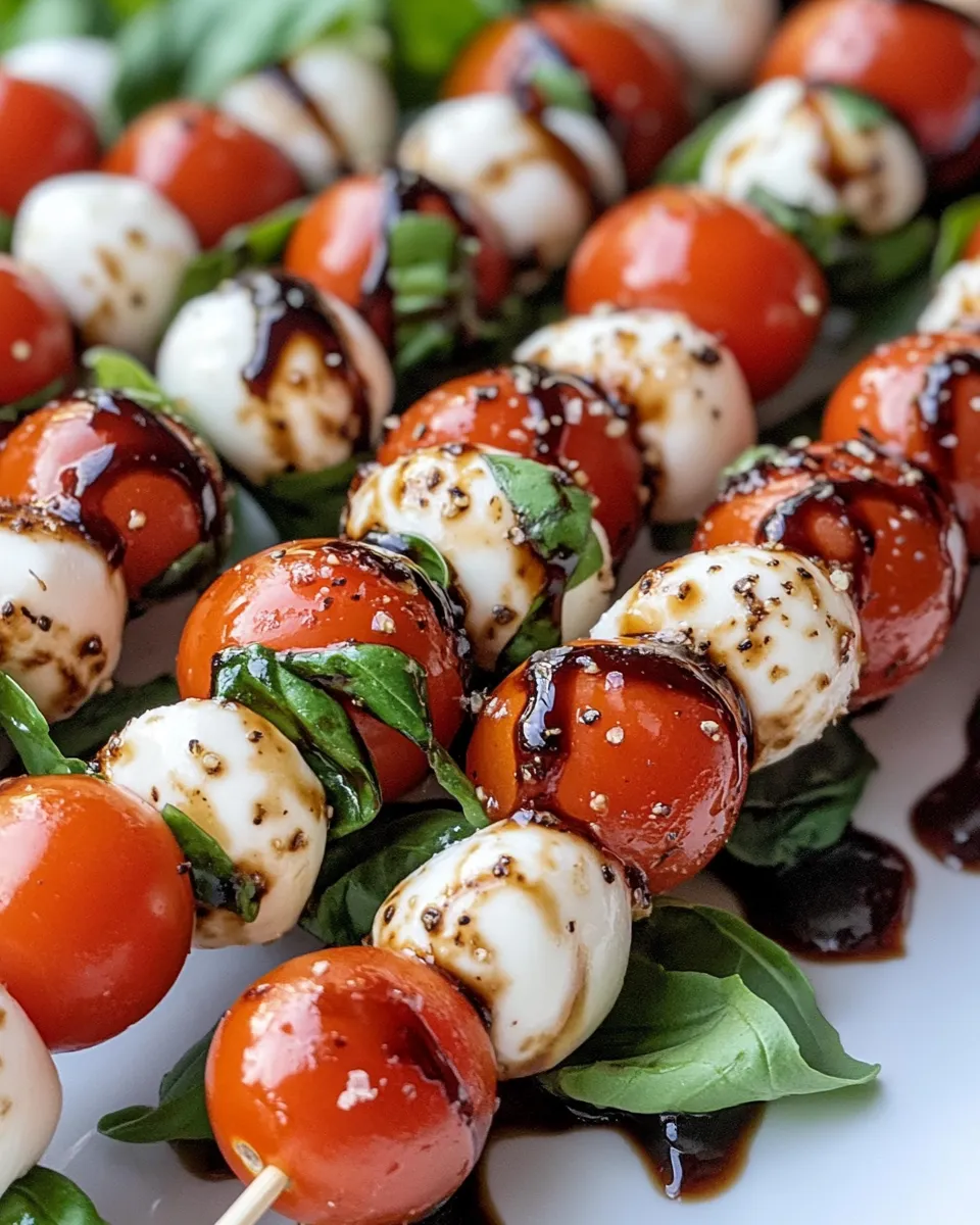 Classic Caprese Skewers with Balsamic Pearls recipe image