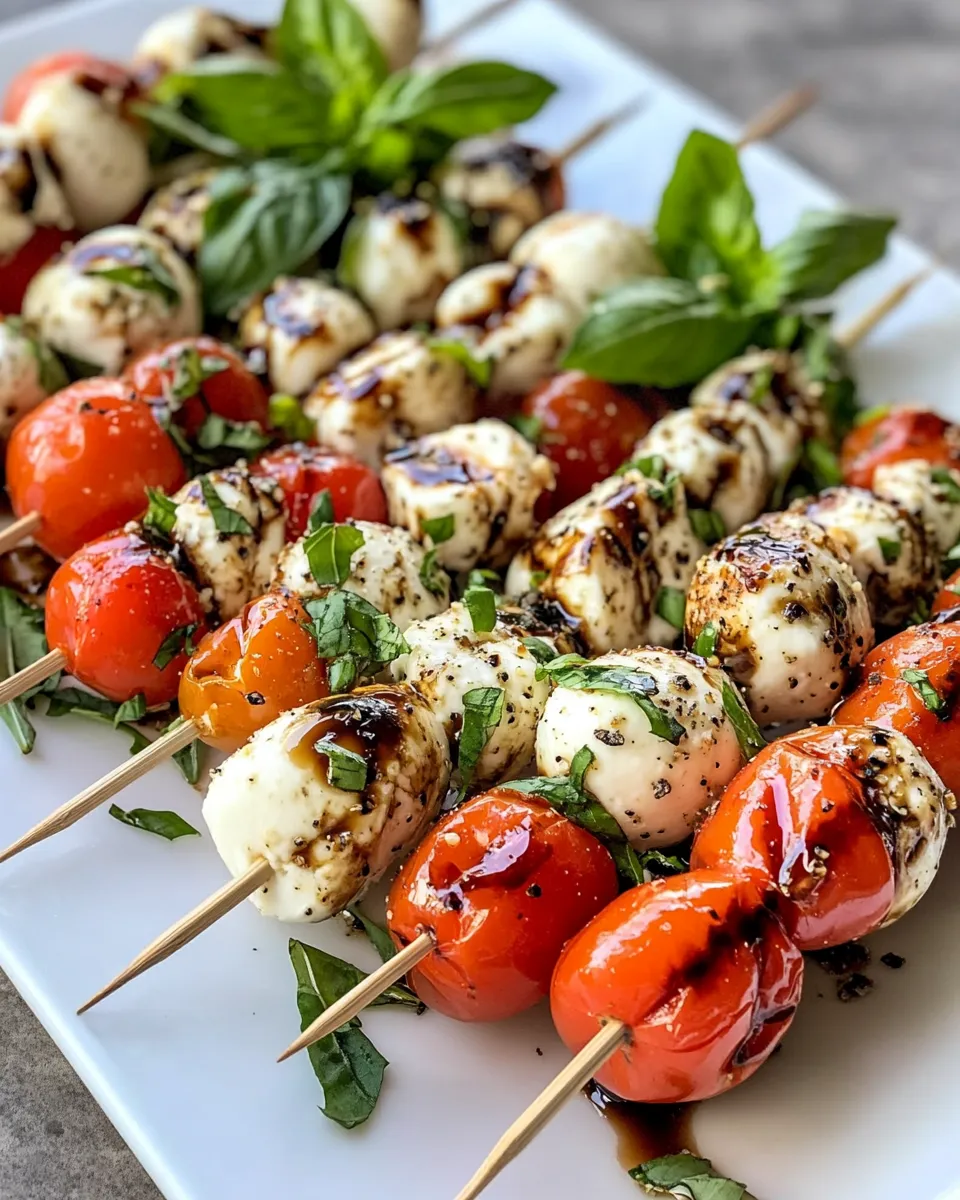 Delicious Caprese Skewers with Balsamic Pearls dish photo