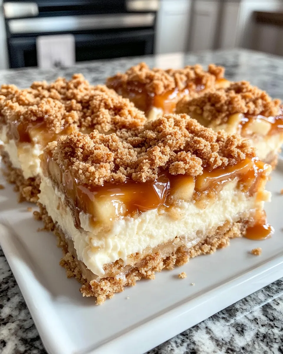 Delicious Caramel Apple Cheesecake Bars with Streusel dish photo