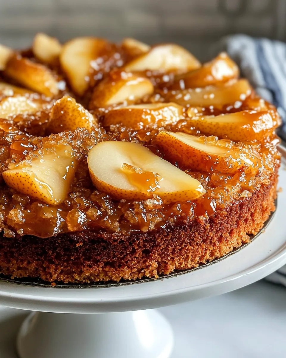 Homemade Caramel Pear Upside-Down Cake dish photo