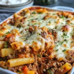 Homemade Cheesy Baked Ziti with Hidden Veggies food shot