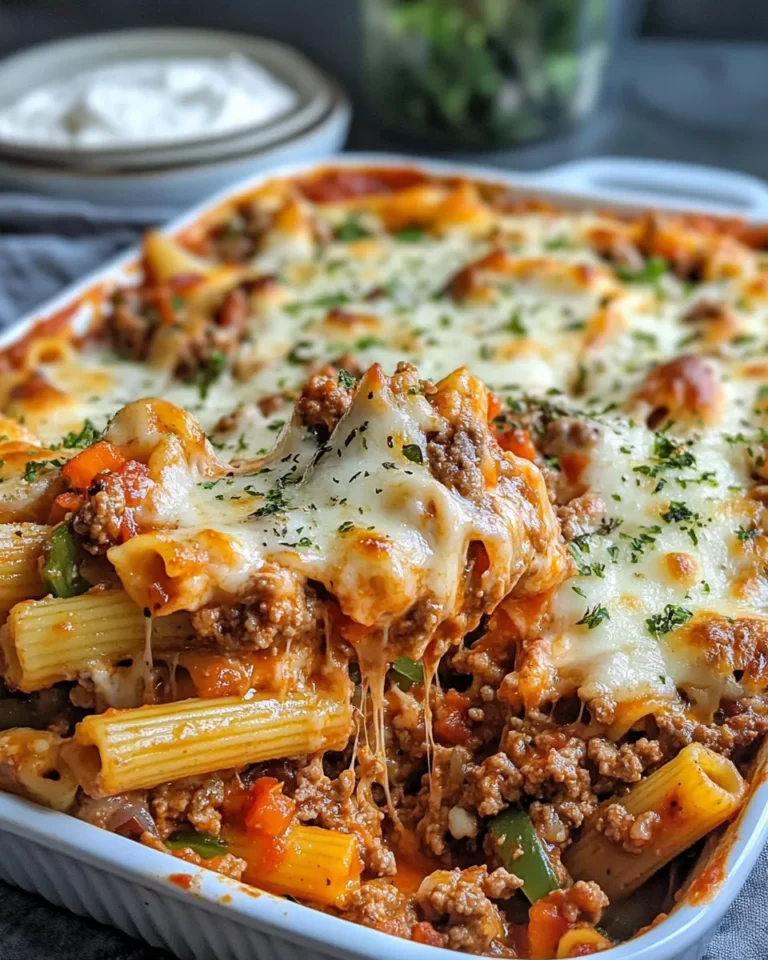 Homemade Cheesy Baked Ziti with Hidden Veggies food shot