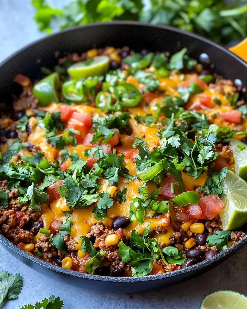 Classic Cheesy Taco Skillet with Black Beans image