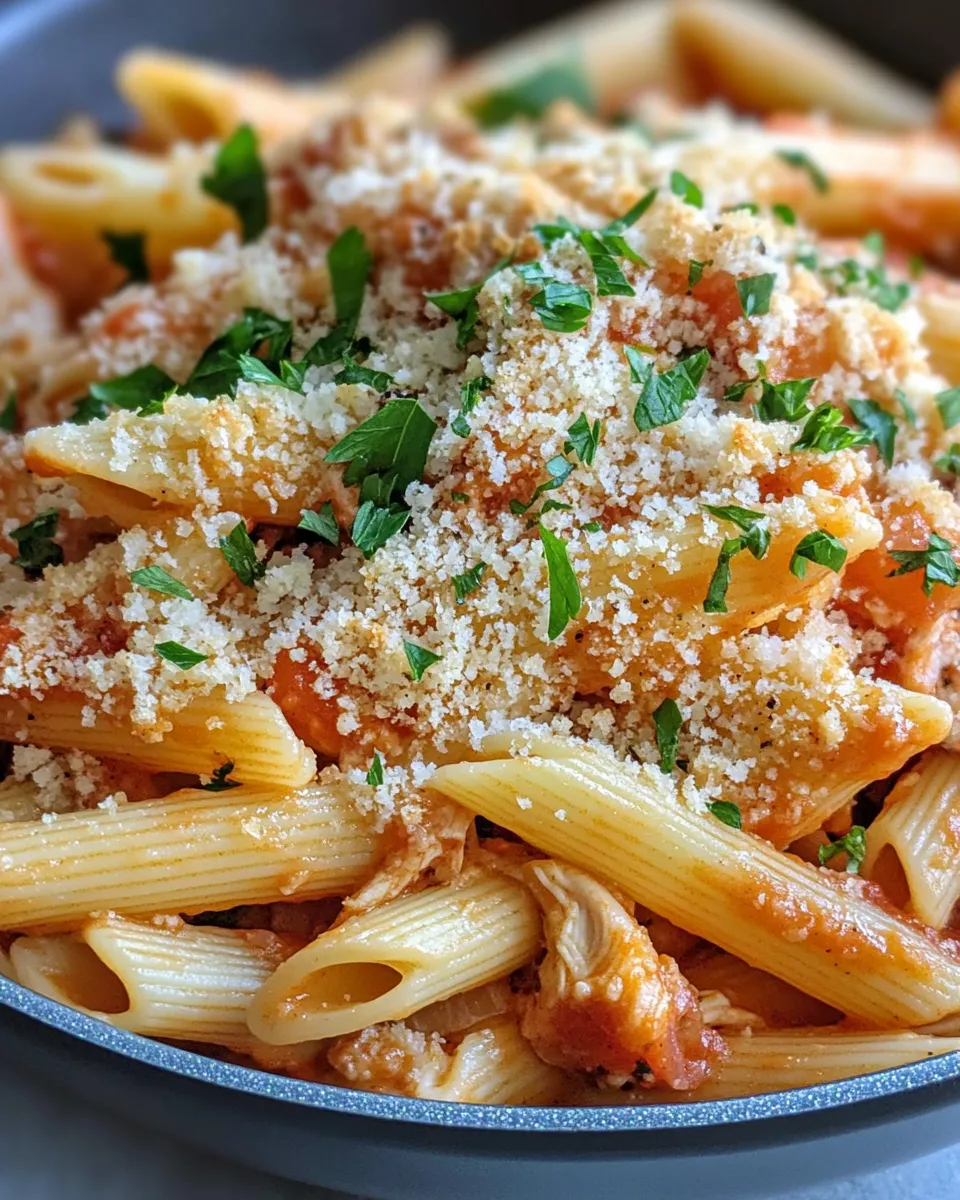 Delicious Chicken Parm Pasta Skillet (Crispy Topping) dish photo