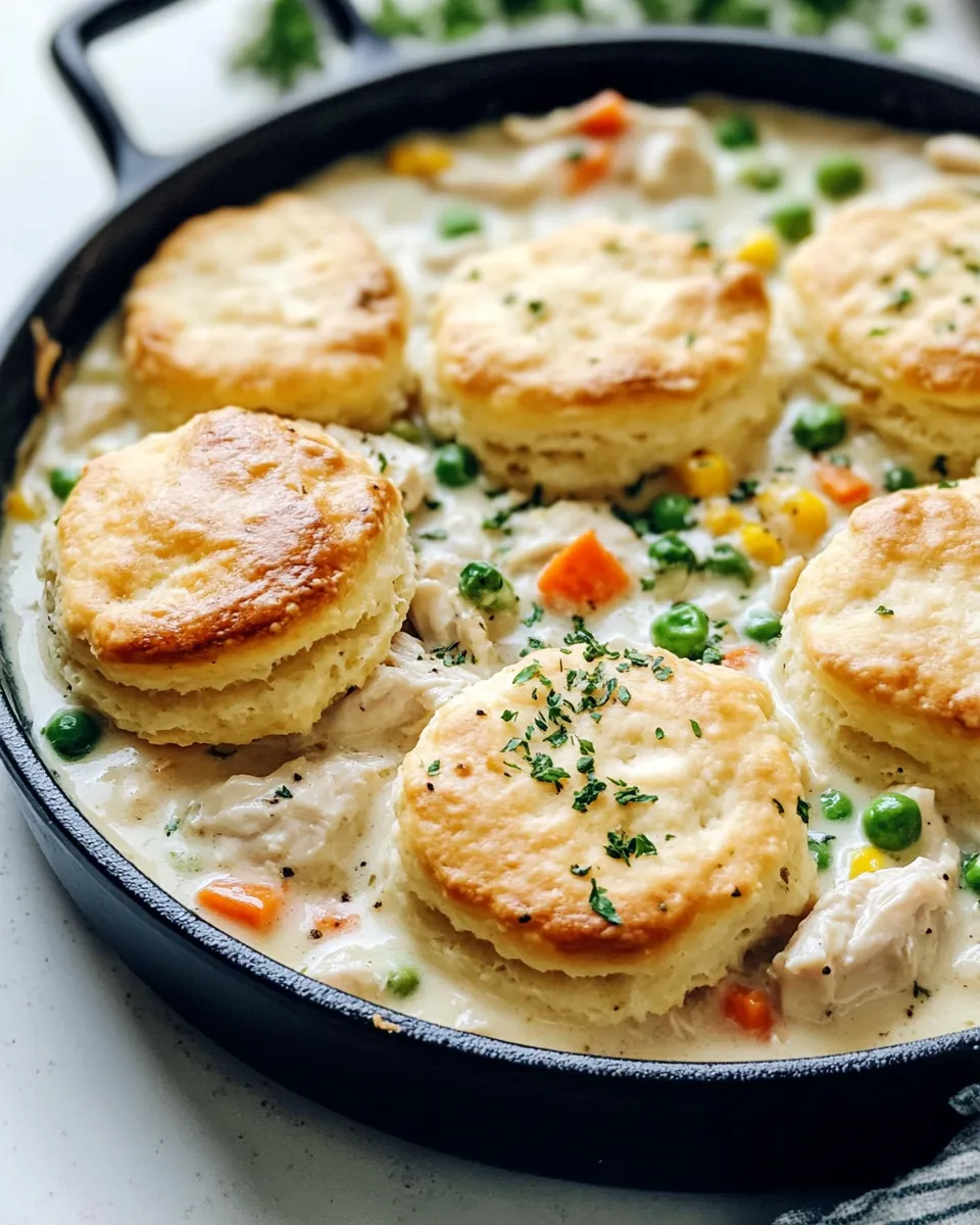 Classic Chicken Pot Pie Biscuit Bake (Family Favorite) recipe image