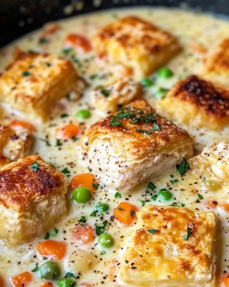 Homemade Chicken Pot Pie Soup with Puff Croutons recipe photo