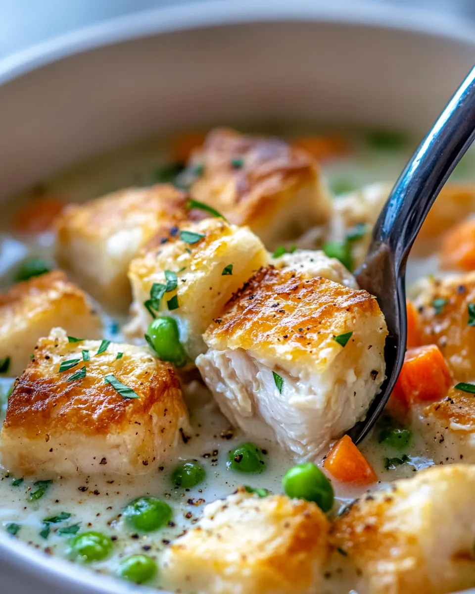 Delicious Chicken Pot Pie Soup with Puff Croutons picture