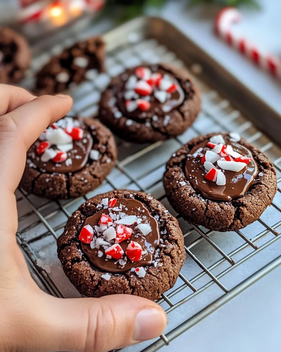 Classic Chocolate Peppermint Thumbprint Cookies image
