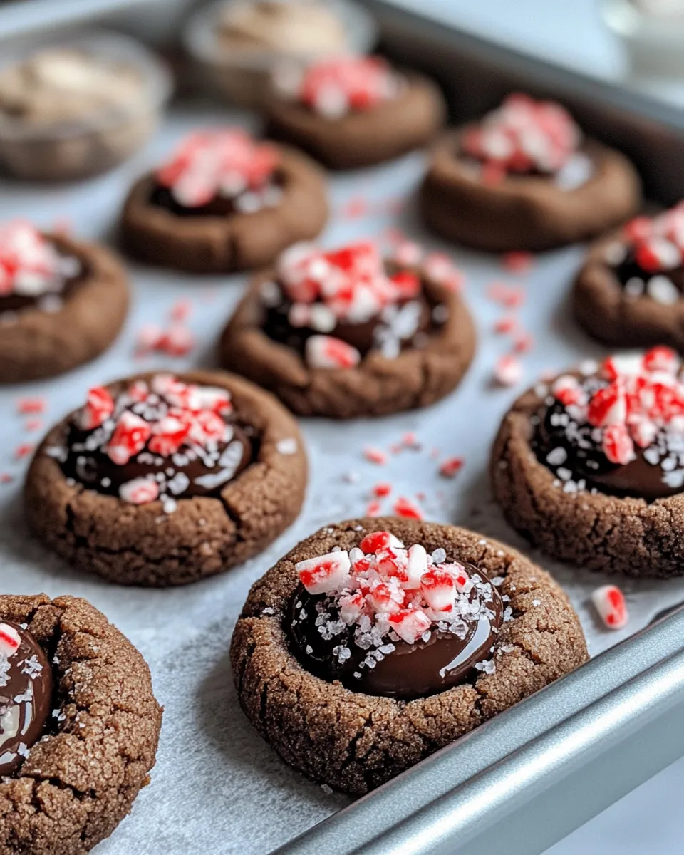 Easy Chocolate Peppermint Thumbprint Cookies recipe photo
