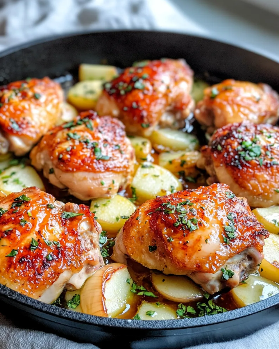 Easy Cider-Braised Chicken with Apples & Onions food shot